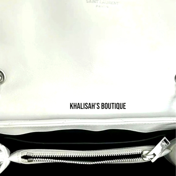 🤍Very Rare!!! YSL SAINT LAURENT LouLou Calfskin Y Quilted Monogram Ivory/Silver - Picture 11 of 17